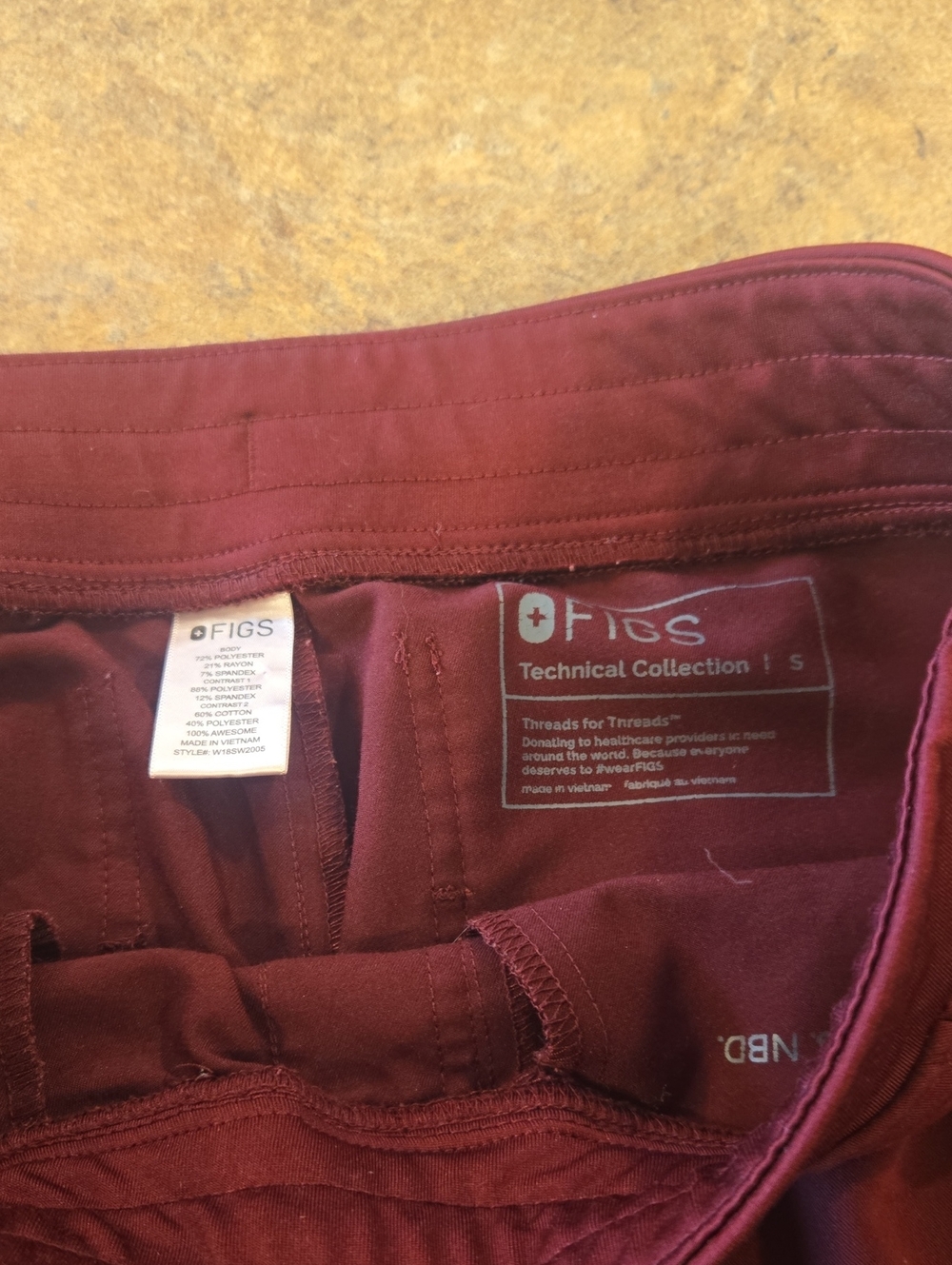 Figs Technical Collection Scrub Pants in Burgundy Maroon